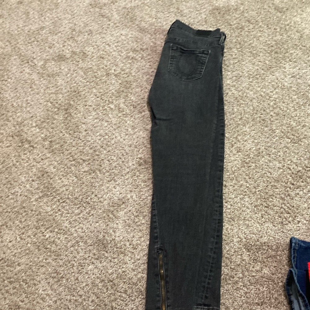 True Religion Black Skinny Jeans with zipper detailing